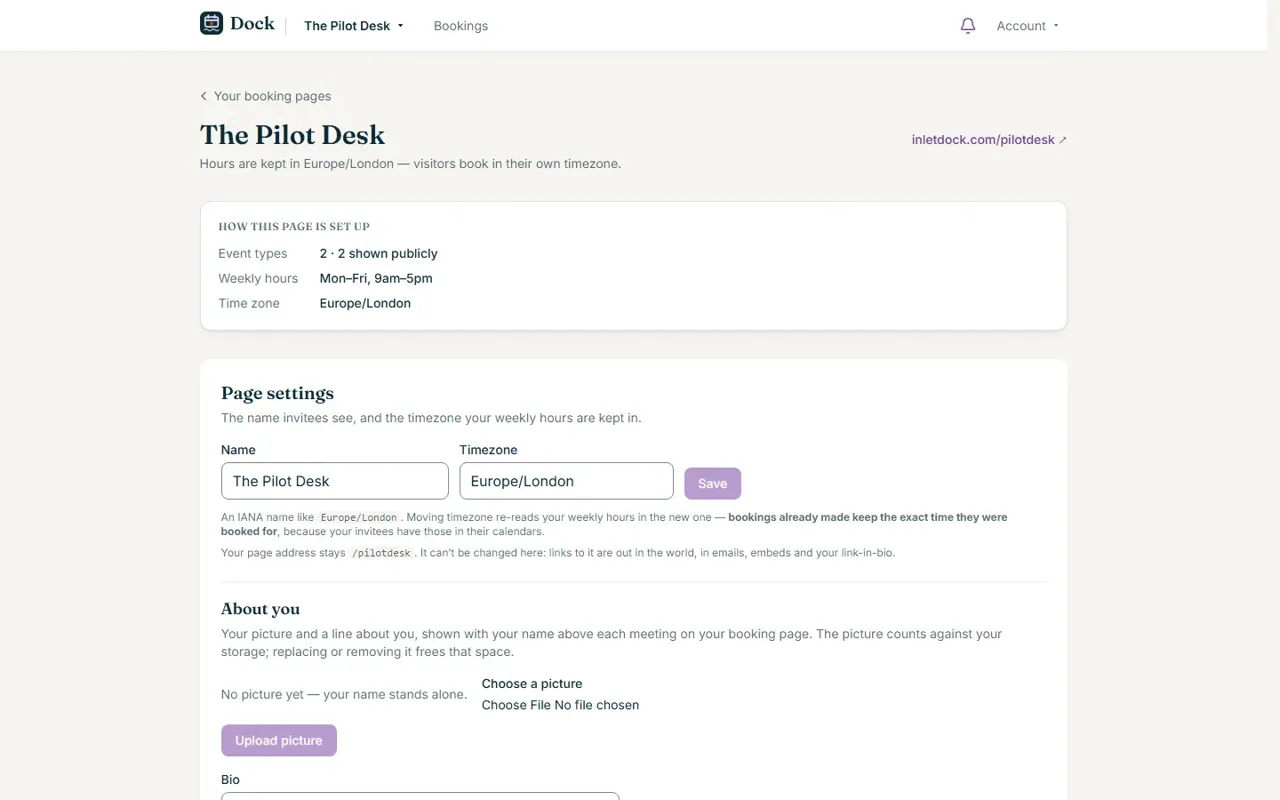 Inlet Dock: the bookings dashboard
